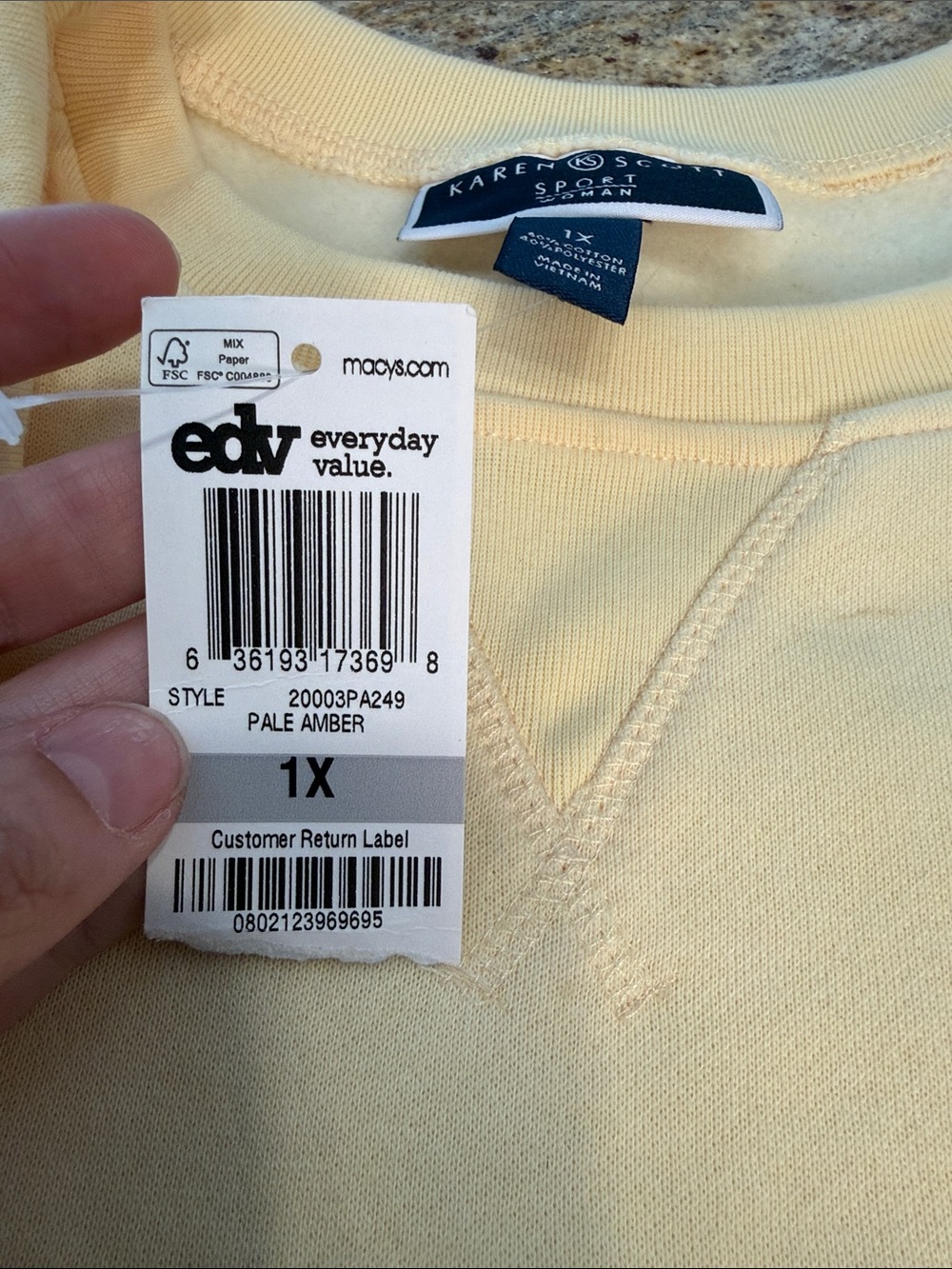 Karen Scott Light Yellow Crewneck Sweatshirt - Picture 2 of 4